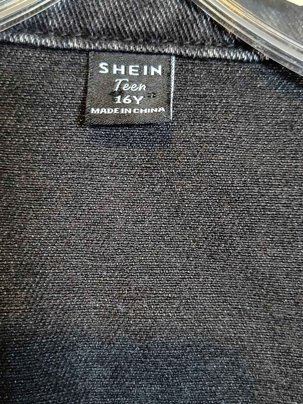 SHEIN EZwear Washed Black Distressed Denim Jacket Oversized Trucker Size 16Y - Picture 4 of 5